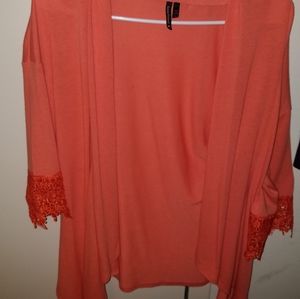 Orange quarter sleeve cardigan
